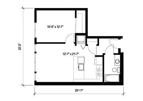 Stack House Apartments in Seattle, Washington 1x1 Floor Plan